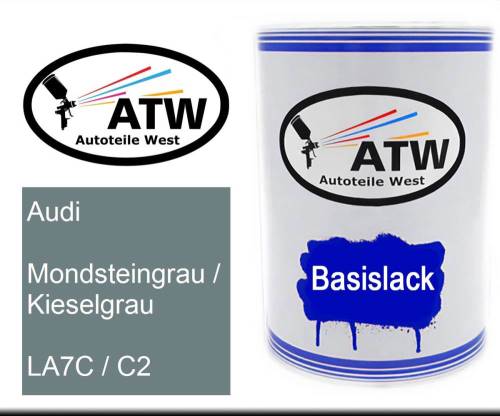 Audi, Mondsteingrau / Kieselgrau, LA7C / C2: 500ml Lackdose, von ATW Autoteile West.